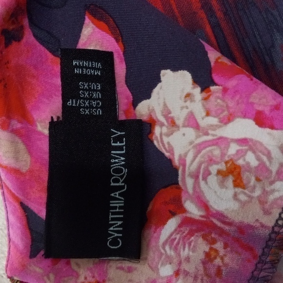 Cynthia Rowley Pink Floral Striped Scuba Bodycon Sleeveless Blouse - Picture 9 of 10